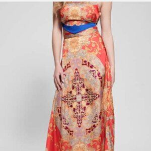 Guess Satin Crop Scarf Top + Matching Skirt